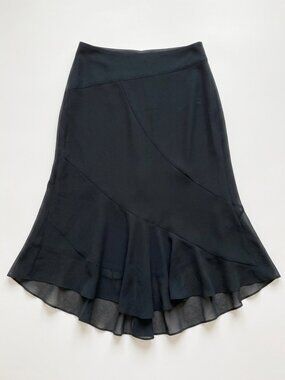 CARTISE International - Classic Black Chiffon Asymmetric Ruffle Skirt - Large